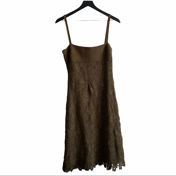 Carmen Marc Valvo Dresses & Skirts - 🎉SALE🎉 CARMEN MARC VALVO Green Crochet Lace Midi Dress M